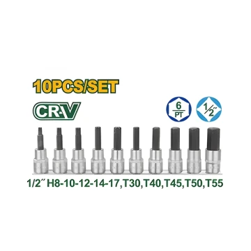 10 PCS 1/2" BIT SOCKET SET